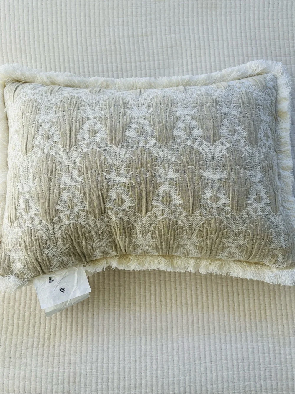 Threshold x Studio McGee Lumbar Woven Shell Block Fringe Pillow Natural NWT